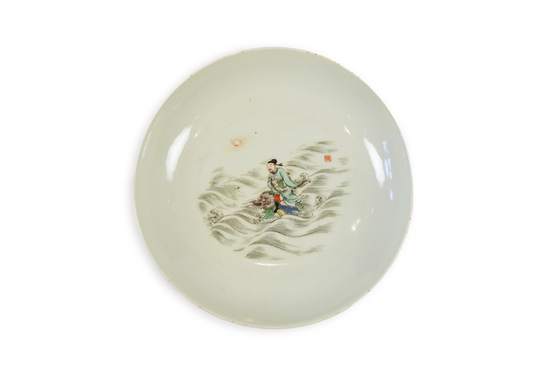 A Chinese famille verte dish, Xuande mark but later